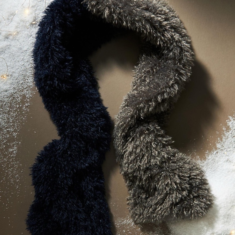 Brand New with Tags! Anthropologie  Navy Colorblocked Fluffy Scarf